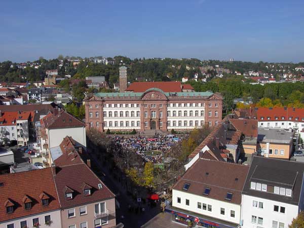Schlossplatz Zweibrücken von oben - Querformat